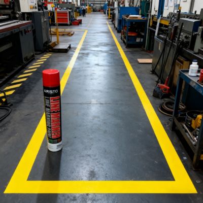 750ml Volume Line Marking Spray Paint dengan berat 600g Bruto dan tindakan pencegahan keselamatan mudah terbakar untuk penggunaan interior & eksterior
